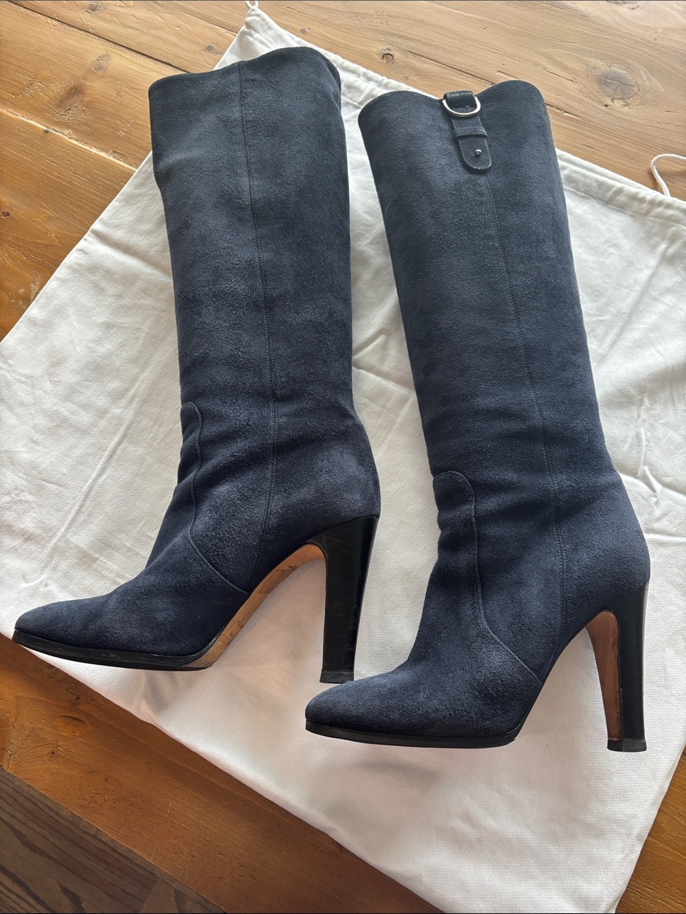 Jimmy Choo Navy Suede Knee-High Boots